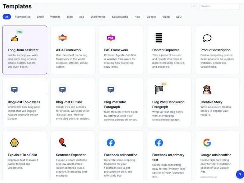 Jasper AI review Brand Voice interface voorbeeld