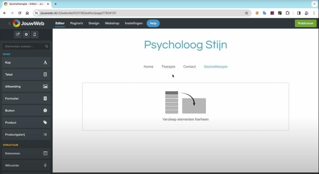 JouwWeb review van de editor interface en drag-and-drop functies