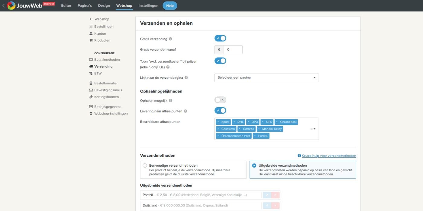Webshop functionaliteiten vergelijking JouwWeb vs Wix e-commerce features