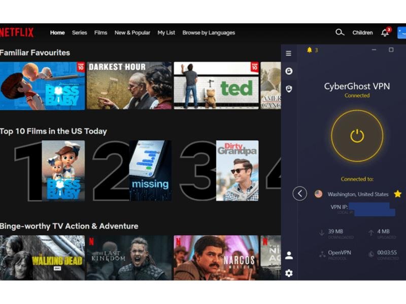 CyberGhost VPN app streaming server selectie voor Netflix NL