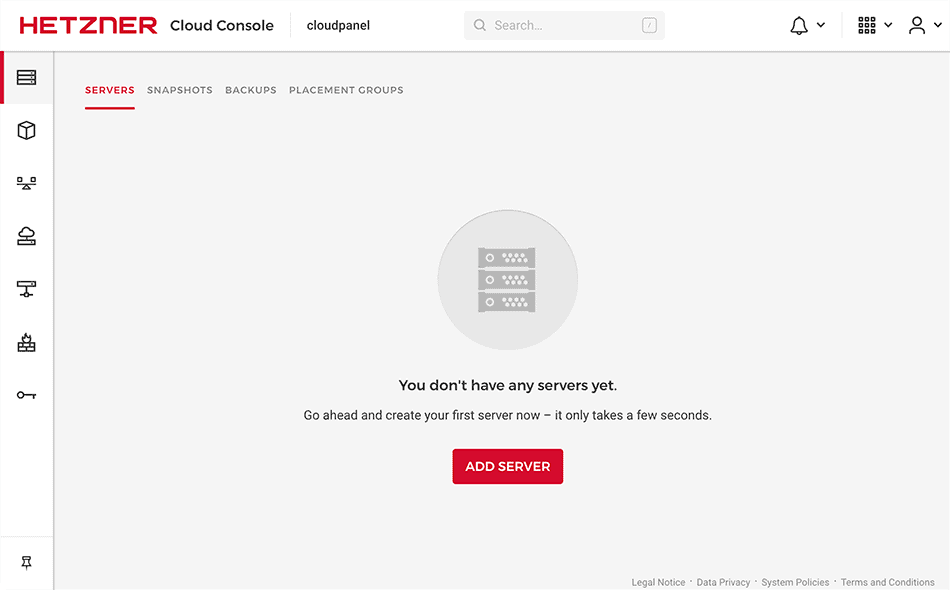 Hetzner Cloud dashboard voor OpenClaw VPS-overzicht