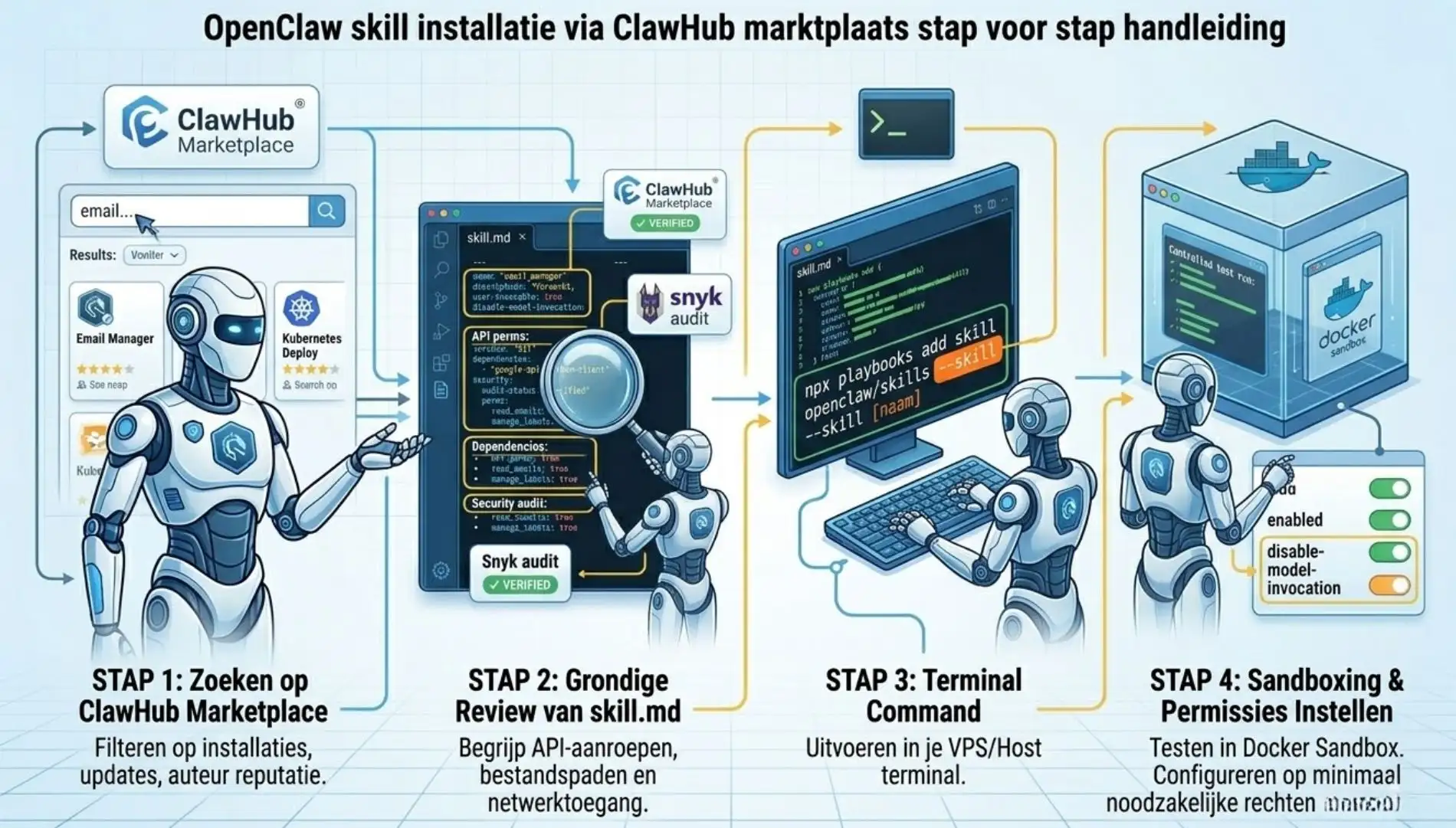 OpenClaw skill installatie via ClawHub marktplaats stap voor stap handleiding